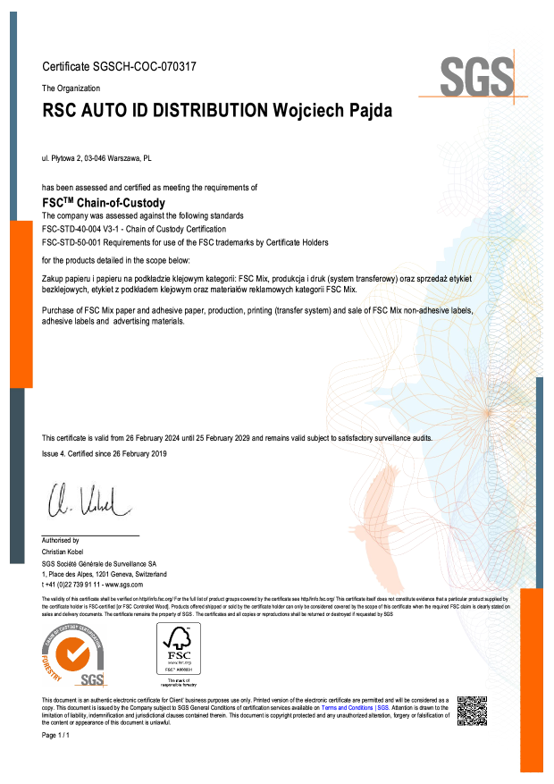 Certyfikat FSC